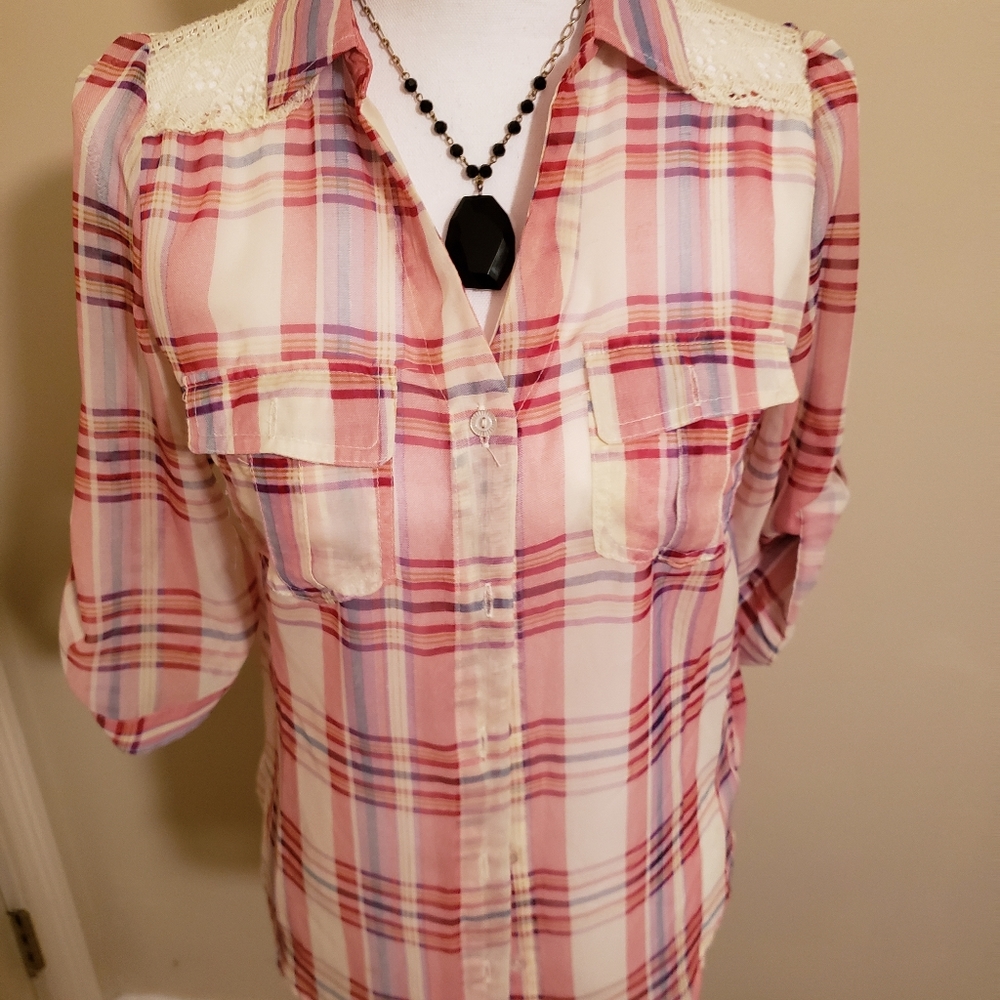 NWOT  pink and white button down.